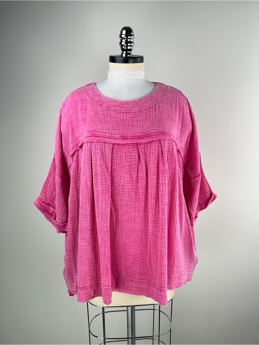 💚 3840. Pink Women's Gauze Oversized Top